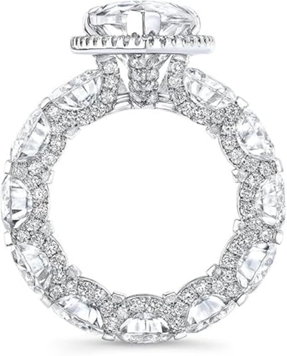 8CT-12CT Pear Cut Moissanite Engagement Ring Wedding Eternity Band Vintage Solitaire Halo Setting Silver Jewelry Anniversary 4-Prong Promise Ring2