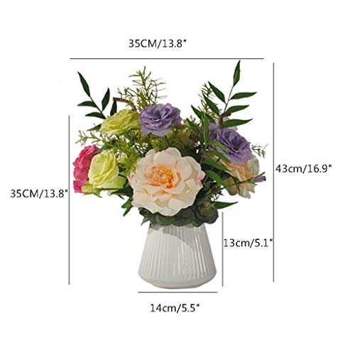 Fleur artificielle eustoma avec vase pour centre de table de salon
