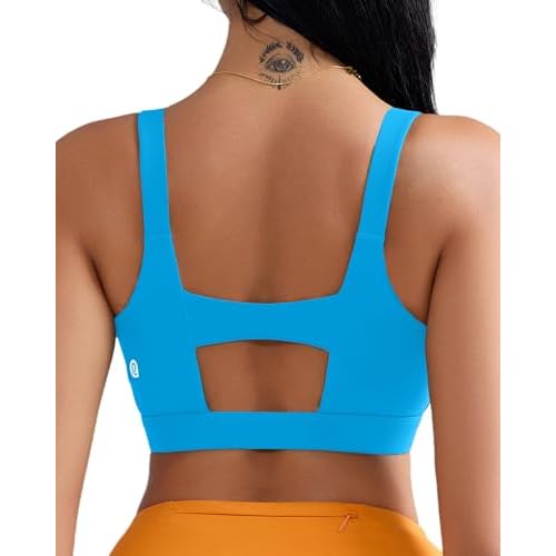 RUNNING GIRL Sports Bra for Women High Support, Molded Cup High Impact Sports Bras for Women Large Bust 3-blue Medium