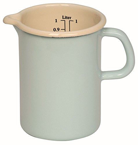 Riess, 0338-006 miarka kuchenna 10, klasyczna - Bunt/Pastell, kolor turkusowy, średnica 10 cm, wysokość 14,8 cm, pojemność 1 litr, emalia, miarka