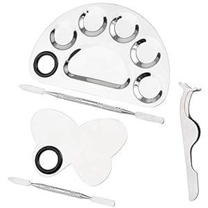 2 Piezas Paletas de Mezclas Maquillaje Acero Inoxidable Arte Uñas Metal Mezcla Paleta Espátula Cosmética Doble Cabezal…
