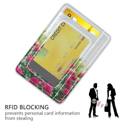 Rose Red Flowers Field Card Holder Slim Front Pocket Wallet Minimalist RFID Blocking Credit Card Case for Women Men3