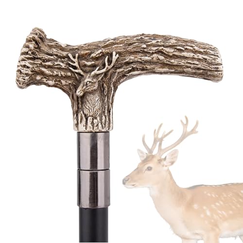 Gehstock für Das Rehabilitationstraining Älterer Menschen, Unisex-Trekkingstock Aus Aluminiumlegierung mit Weißem Hirsch, Zweiteiliger Rollenspielstock im Britischen Stil