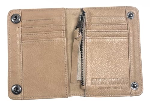 Harley-Davidson Men's Bar & Shield Washed Leather Snap Billfold Wallet - Brush2