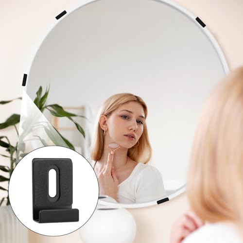Image of 12 Pcs Metal Mirror Holder Clips for Wall Mounting,Mirror Hanging Kit with Screws Rubber Pads,Mirrors Mount Hardware with Screw Fit,Duty Mirrors Hanging Kit Clips for Frameles Mounting Wall(Black)