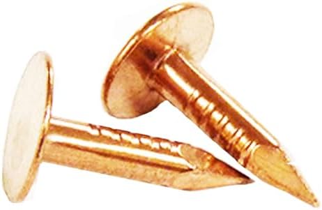 1/2" Solid Copper Roofing Nails, 11 Gauge Smooth Shank, 3/8" Head, Diamond Point, for Slate Roofing, Gutters, Sheet Metal, Decorative Copper, Saddlery, 1 lb (Approx. 385 Nails), Made in USA