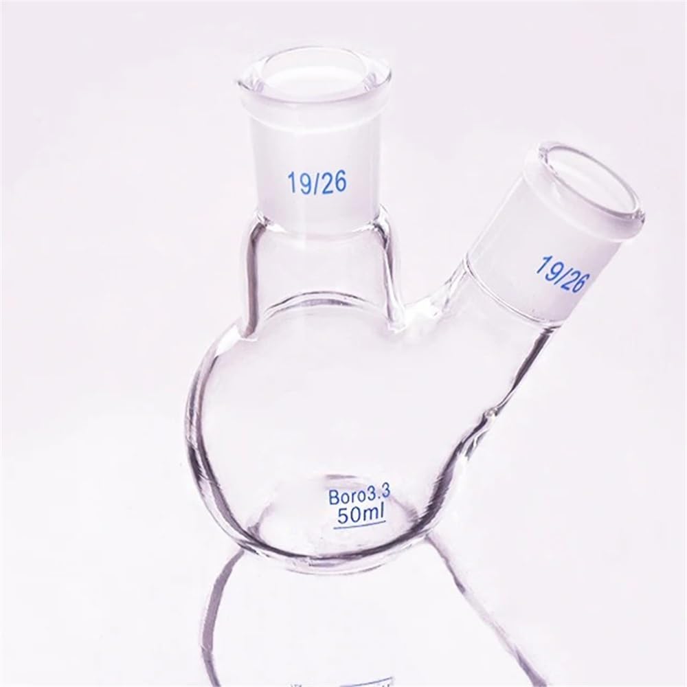 Kolby z dwoma szyjami, ukośny kształt z dwiema szyjami, standardowy szlif, 25–500 ml, 19/26 (300 ml)