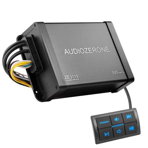 Marine Bluetooth Amplifier car Audio System Waterproof Multi-Function Remote Class D Amp ATV UTV Amp 4 Channel Output (Balck)