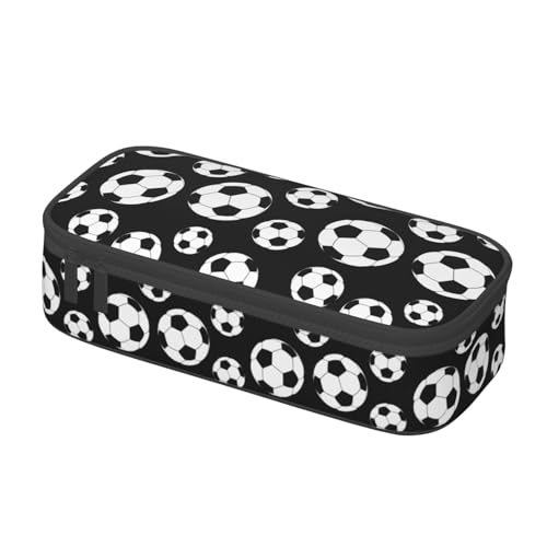 Image of Black And White Soccer Ball Pencil Case Big Capacity Storage Pencil Pouch Stationery Bags With Zipper Portable Pen Holder Box Organizer For Boys Girls Teens Student College School Office Supplies