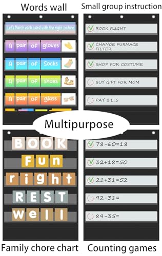 Jercecy STANDARD POCKET CHART FOR CLASSROOM Black Standard Pocket Charts For Classroom thumb #4