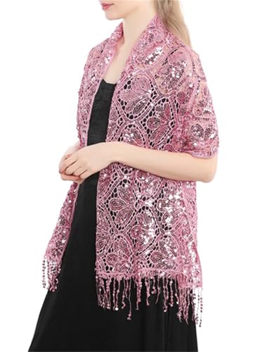 Gold Sequin Shawl Women Elegant Evening Wrap Tassels Mesh Dressy Cape Formal Elegant Wedding Cocktail Party Sparkly Stole2