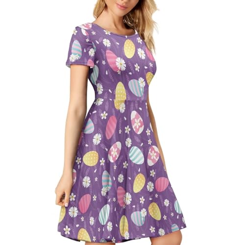 Image of Biyejit Women's Summer Casual Short Sleeve T-Shirt Swing Dress Crew Neck Plus Size S-4XL