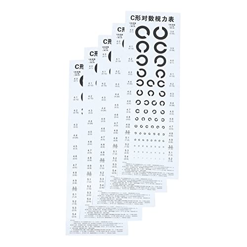 NAMOARLY 5 Sheets C- Type Visual Chart Visual Testing Chart Wall Eye Testing Chart Vision Testing Chart Standard Wall Eye Chart Visual Exam Chart School Eye Chart Wall Visual Chart PVC
