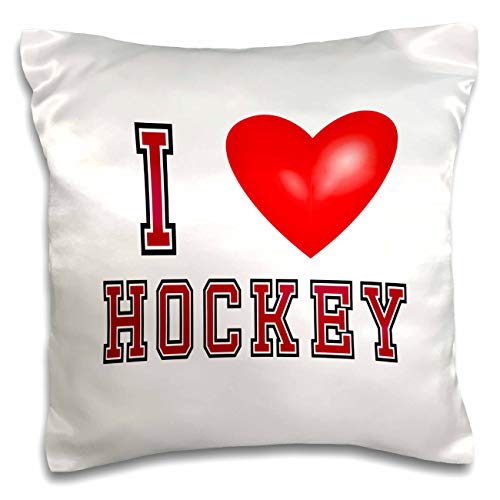 16x16 inch Pillow Case - I Love Hockey, I Heart Hockey, Love Sports Fan, 3drsmm Sports Designs