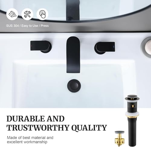 Tapón de desagüe metálico para lavabo negro mate miniatura 6