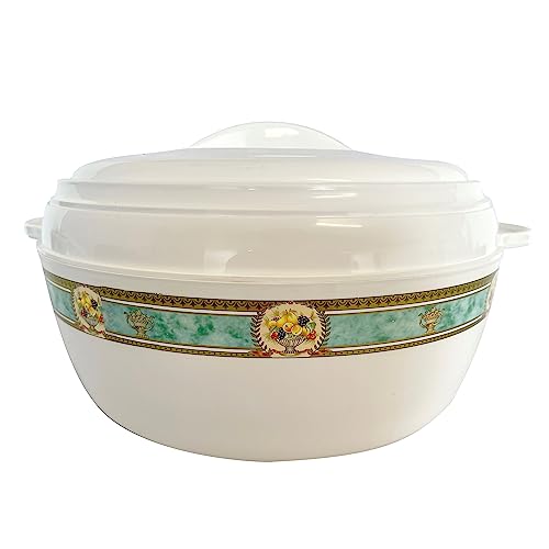 The House of Florence Karishma Green Foil Band Insualted Food Warmer, White, 12 Litre Capacity