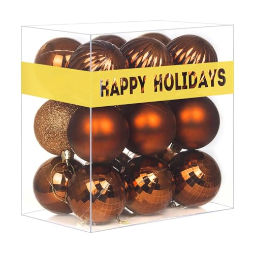 Bronze 3.2" Large Christmas Balls - Christmas Tree Decoration Ornaments Shatterproof Hanging Balls for Birthday Halloween Holiday Wedding Decorations Set of 18pcs