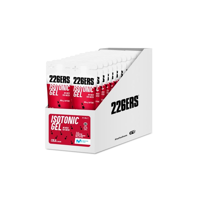 226ERS Isotonic Gel | Gel Enérgetico Isotónico Vegano con 100 mg de Cafeína y 22 g de Ciclodextrina como Hidrato, Sin Gluten, Cola - Pack 24 geles