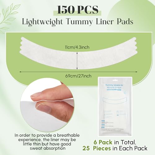 Image of Neer 50 Pcs Tummy Liners for Sweat White Thin Cotton Fabric Belly Sweat Liners Plus Size Belly Pads for Skin