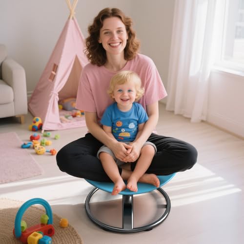 pozoera Spinning Chair for Autistic Kids - Sensory Spinning Chair with Safety Handle & Non-Slip Design Sensory Toys for Kids with Autism(Blue) by pozoera - Image 8