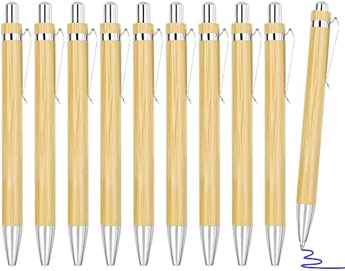 JLNGTHONG 10 Wooden Ballpoint Penwooden ballpoint pen Bamboo Ballpoint Pen Bamboo Ballpoint Pen Set Retractable Ballpoint Pen Ballpoint Pen Sets Ballpoint Pen For Writing (Blue Ink)