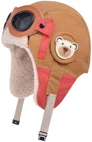 Yixda Baby Kinder Wintermütze Fliegermütze Jungen Mädchen Warme Pilotenmütze Winddichte Earflap Trapper Hut (DE/NL/SE/PL, Alphanumerisch, Einheitsgröße, A05 Khaki)