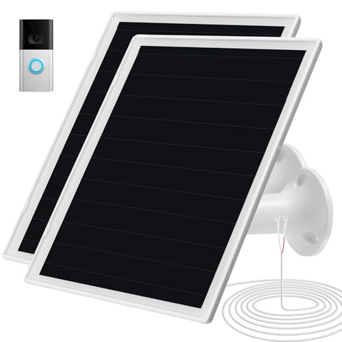 Solar Panel Charger for Ri ng doorbell Camera, Compatible with Ring Video Doorbell 3/3+/4, Battery Video Doorbell Plus, Not for Ring Video Doorbell 2, Waterproof, 6W Fast Charging (2Pack)