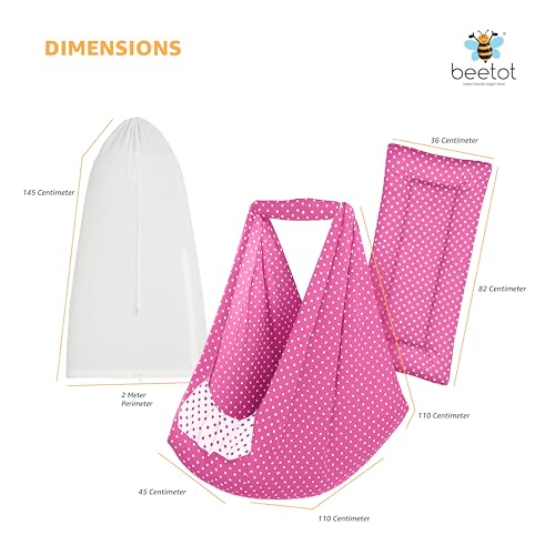 Image of Premium Swing Cradle Set | Hanging Swing Cradle, Removable 5-Layer Padded Bed & Mosquito Net | Up to 15 kg | Dark Pink Dot
