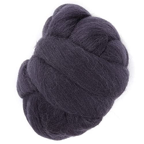Craft Materials Needle Felting Wool Roving Yarn Roving Kit & Easy to Use] (47-Black)