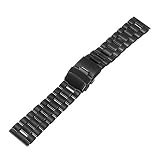 juegos bicis pc Color: negro ExcLent 18/20/22/24Mm Acero Inoxidable Doble Cerradura Flip Pulsera Reloj Band Link Negro - 22mm