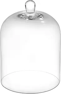 10.6-Inch Tall Handmade Glass Cloche Dome for Display, Terrariums, Trinkets, Cakes, Figurines, LED Lights, Candles