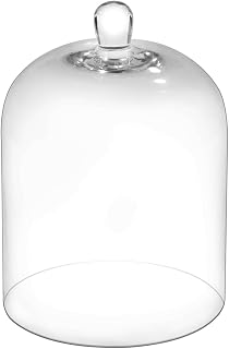 10" Tall Large Handmade Sturdy Glass Cloche, Dia 7.3" H 10.6", For Terrarium, Plants, Trinkets, Cakes, Figurines, LED Light String, Candle. Cloche Glass Dome, Bell Jar Display Case (1, 7.5 * 10.6")