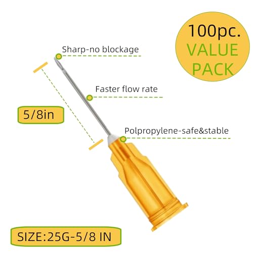 Image of 100 Pack 25 Gauge 5 /8 Inch Sterile Disposable Lab Supplies, Scientific and Industrial Dispensing Needle Accessories