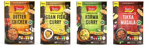 Image of SWAD Pack of Tikka Masala Cooking Sauce | Korma Cooking Sauce | Goan Fish Curry Cooking Sauce | Butter Chicken Cooking Sauce 250g Pack of 4