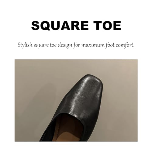 Women's Classic Leather Square Toe Flat Mary Jane Shoes Fashion Slip On Buckle Casual Ballet Shoes Comfortable Closed Toe Office Work Dress Shoes2