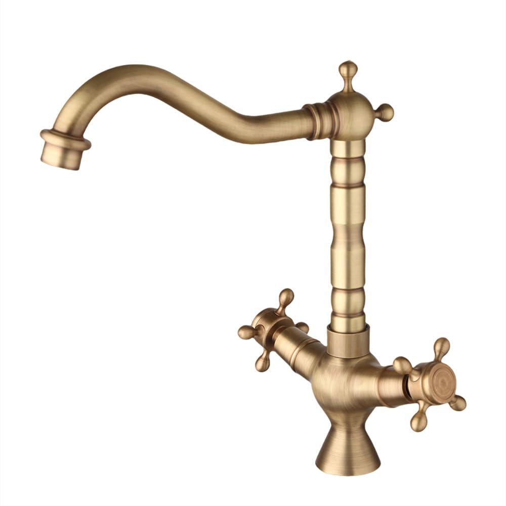 Robinet de cuisine en laiton antique pour évier rétro et îlot central