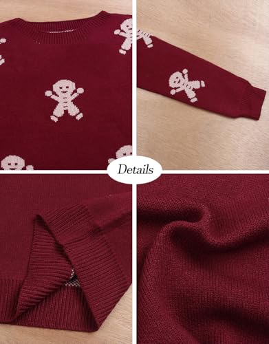 Image of Womens Cute Heart Sweater Crew Neck Long Sleeve Pullover Valentines Sweater