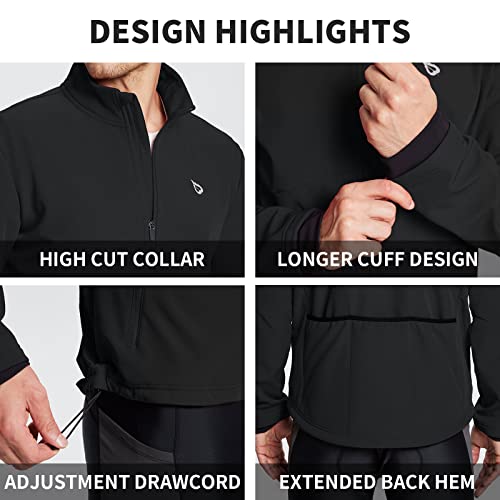 Baleaf Men's Winter Cycling Jacket Windproof Water Resistant Running Gear Cold Weather Softshell Coat Warm Pockets Black L #TOP3