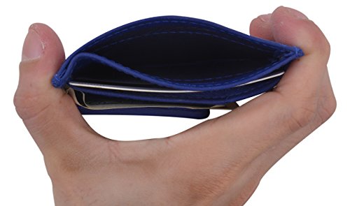 Genuine Leather Money Clip Front Pocket Wallet With Magnet Clip And Card Id Case (Blue) #TOP6