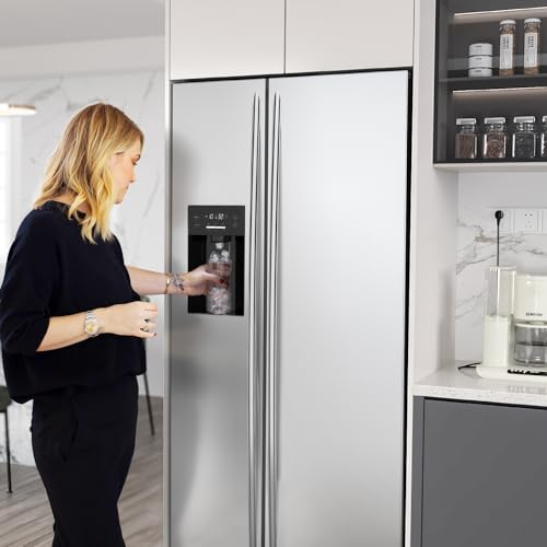 Image of COWSAR 20 cu. ft. French Door Large Refrigerator - Stainless Steel, Built-in Water Dispenser & Ice Maker for Home Kitchen