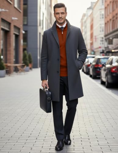 Image of COOFANDY Men's Quarter Zip Up Sweaters Slim Fit Lightweight Mock Pullover