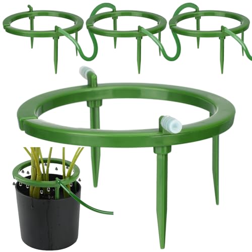 Tujoe 4 Set Drip Irrigation Ring Water Ring 3 Leg Support Drip Emitter with 1/8 Inch Barbed Inlet...