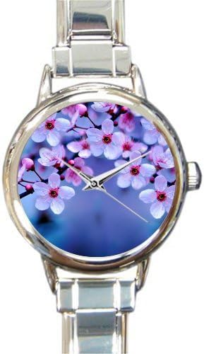 Novelty Gifts Amazing Cherry Blossom 100% Stainless Steel Women's Round Italian Watch
