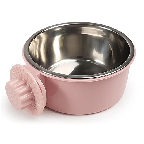 リタプロショップR ケージ用 フードボウル ハンガー ペット食器 餌入れ 猫 犬 うさぎ 小動物用 ペットゲージ ペットボウル 食器 固定 (M, ピンク)