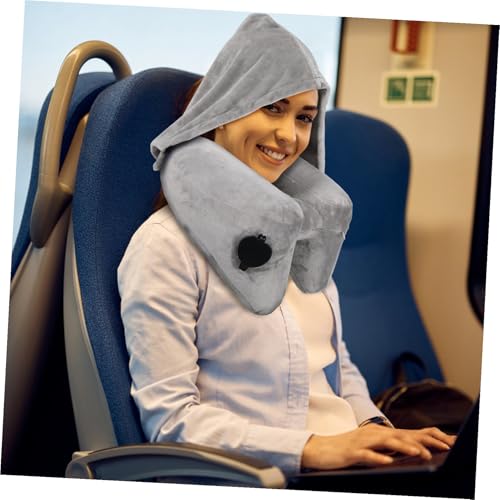 Oreiller de voyage gonflable en PVC avec capuche coussin nuque