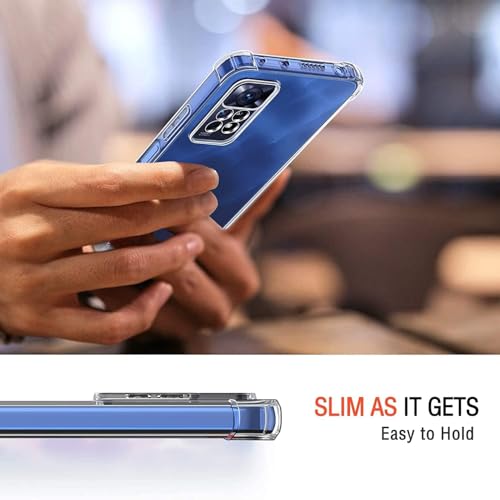 Image of Lustree Redmi Note 11 Pro / 11 Pro Plus + Back Cover Transparent Case | Clear TPU Shockproof Case with Four Corner Protection & Raised Camera Guard | Slim Protective Cover for Note 11 Pro /Plus
