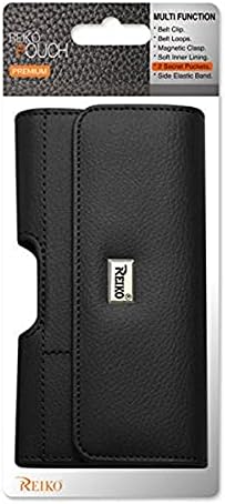 Reiko Horizontal Leather Pouch with Card Holder (6.62X3.46X0.68 inches) - Retail Packaging - Black image 4