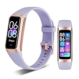 Fitness Tracker, 24/7 Heart Rate Blood Oxygen Blood Pressure Body Temp Monitor Sleep Calorie Tracker with 1.1" AMOLED Touch Color Screen Pedometer Smart Watch Waterproof for Women Men (Purple)