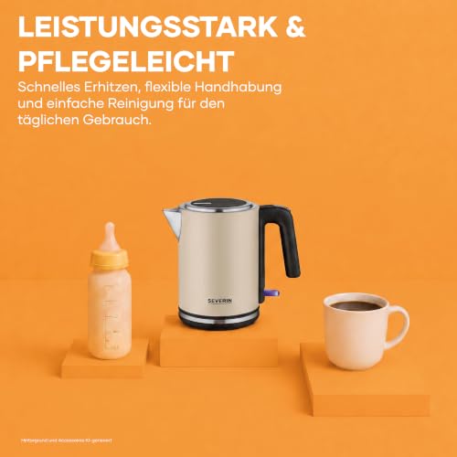 Severin elektrischer Wasserkocher 1L, Kalkfilter, 1-Hand-Bedienung, 2400 W – Ansicht 4
