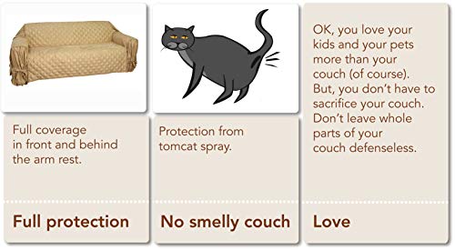 Floppy Ears Design Waterproof Full Coverage Faux Suede Microfiber Stay In Place Couch Protector Furniture Cover (Large Three Cushion Couch, Tan) #TOP1